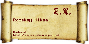 Rocskay Miksa névjegykártya